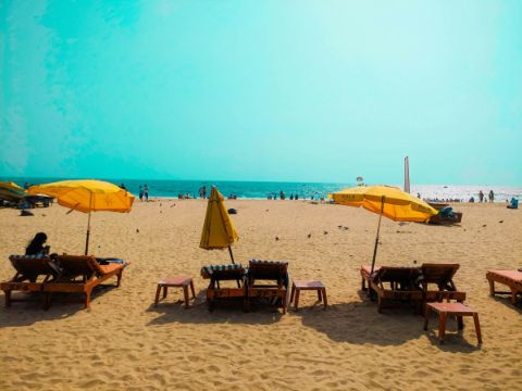 Sun loungers on Baga Beach